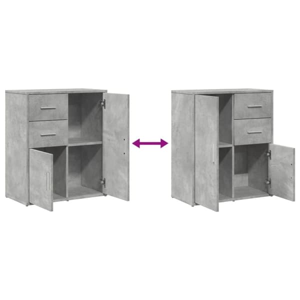 Senkit 2 kpl betoninharmaa 60x31x70 cm tekninen puu