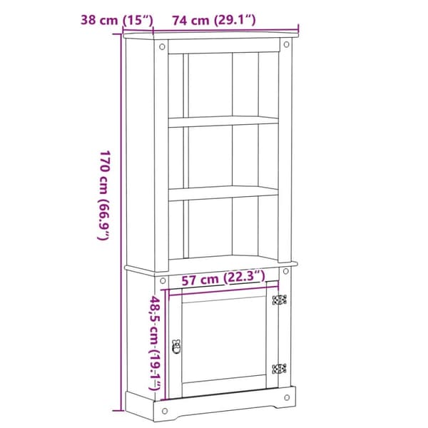Högskåp Corona 74x38x170 cm massiv furu