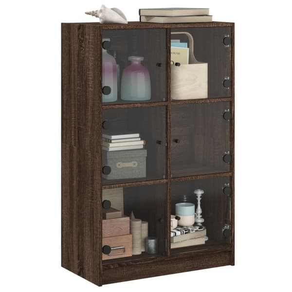 skab med låger 68x37x109 cm konstrueret træ brun egetræsfarve