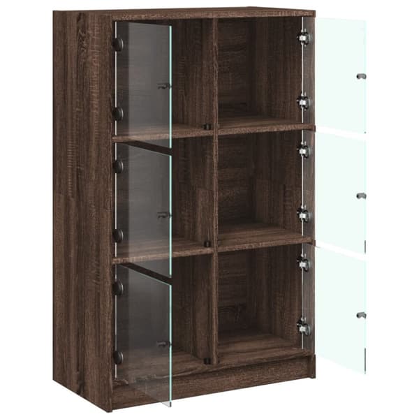 skab med låger 68x37x109 cm konstrueret træ brun egetræsfarve