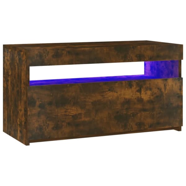 Tv-bänk med LED-belysning rökfärgad ek 75x35x40 cm