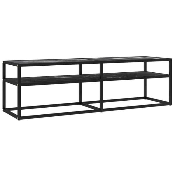tv-bord 140x40x40,5 cm hærdet glas marmoreffekt sort