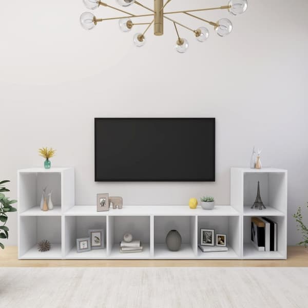TV-skåp 4 delar vit 72x35x36,5 cm konstruerat trä
