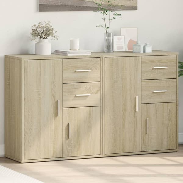 Skänkar 2 st sonoma-ek 60x31x70 cm konstruerat trä