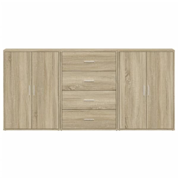 kommoder 3 stk. 60x31x84 cm konstrueret træ sonoma-eg