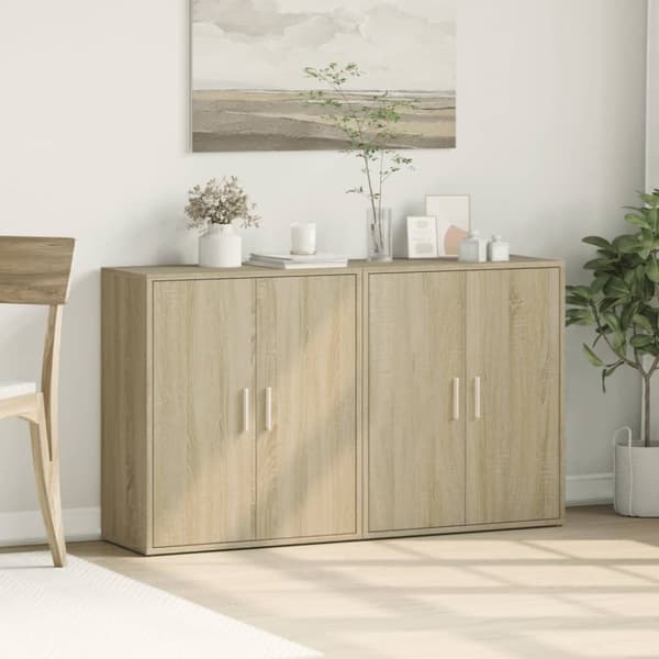 skænke 2 stk. 60x31x70 cm konstrueret træ sonoma-eg