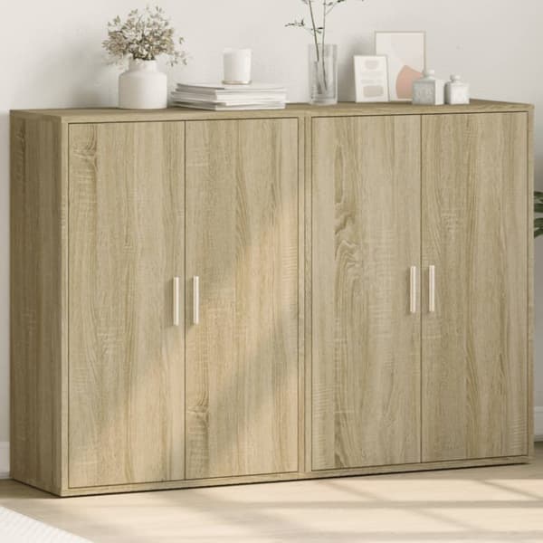 kommoder 2 stk. 60x31x84 cm konstrueret træ sonoma-eg