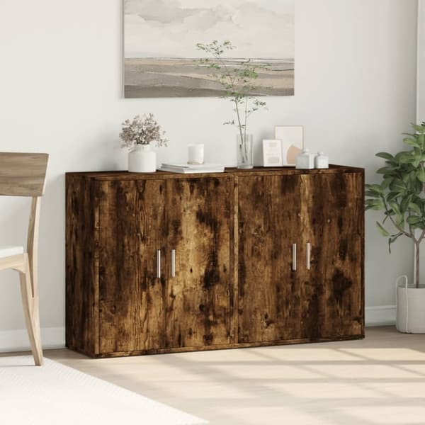 Skänkar 2 st rökfärgad ek 60x31x70 cm konstruerat trä