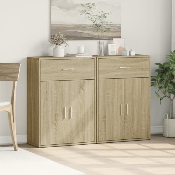 Skänkar 2 st sonoma-ek 60x30x84 cm konstruerat trä