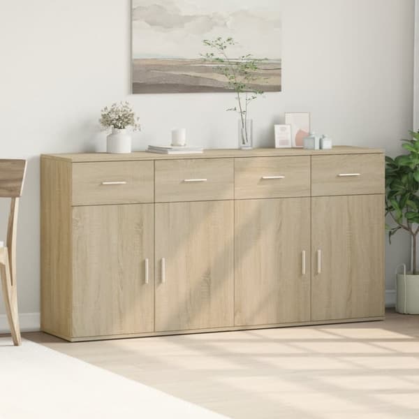 Skänkar 2 st sonoma-ek 79x38x80 cm konstruerat trä
