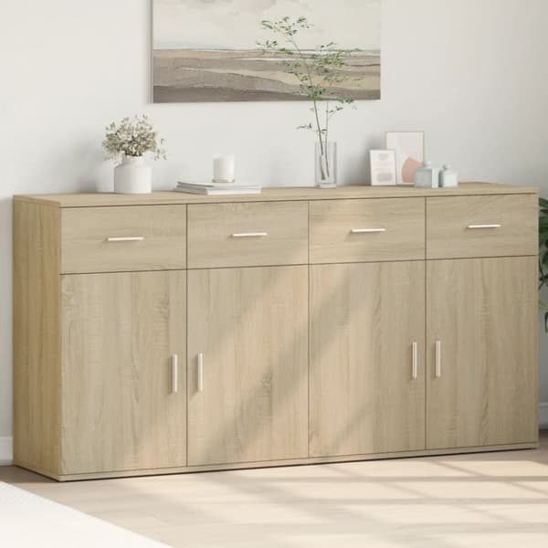 Skänkar 2 st sonoma-ek 79x38x80 cm konstruerat trä