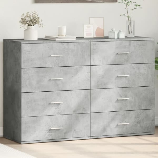 kommoder 2 stk. 60x39x80 cm konstrueret træ betongrå