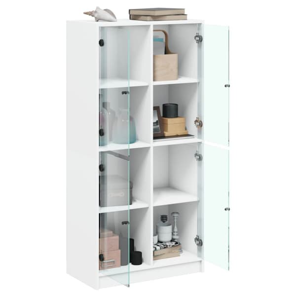 skab med låger 68x37x142 cm konstrueret træ hvid