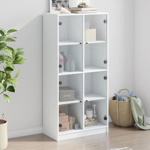 skab med låger 68x37x142 cm konstrueret træ hvid