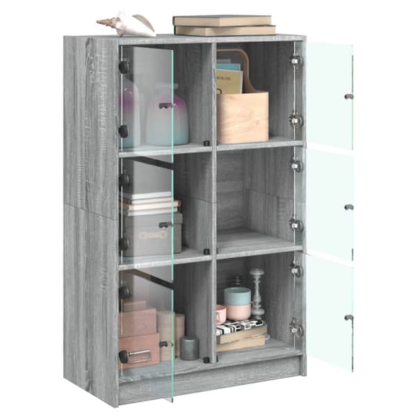 skab med låger 68x37x109 cm konstrueret træ grå sonoma-eg