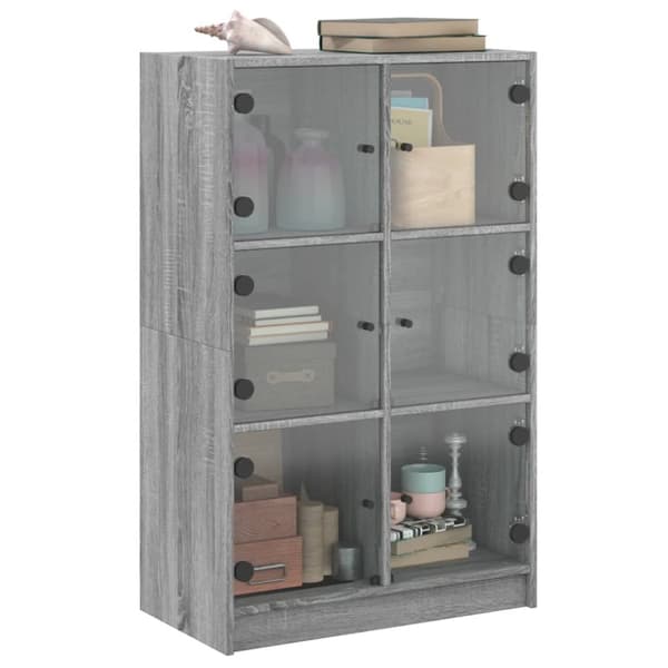 skab med låger 68x37x109 cm konstrueret træ grå sonoma-eg