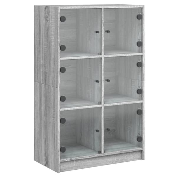 skab med låger 68x37x109 cm konstrueret træ grå sonoma-eg