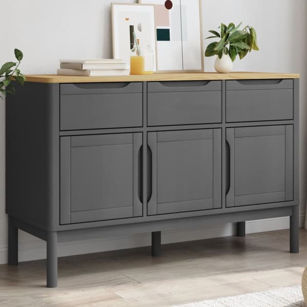 skænk FLORO 114x43x74 cm massivt fyrretræ grå