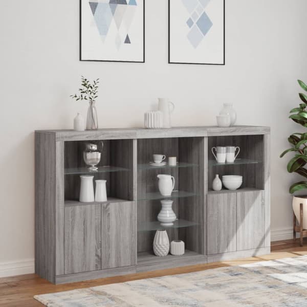 Senkki LED-valoilla harmaa Sonoma 181,5x37x100 cm