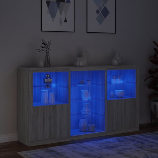 Senkki LED-valoilla harmaa Sonoma 181,5x37x100 cm