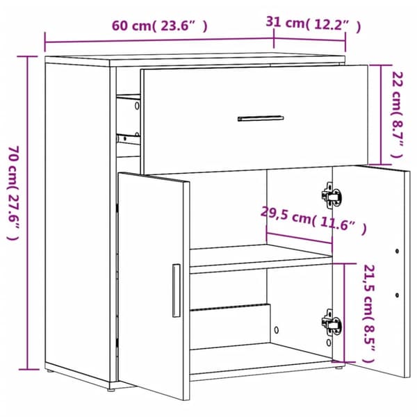Skänk svart 60x31x70 cm konstruerat trä