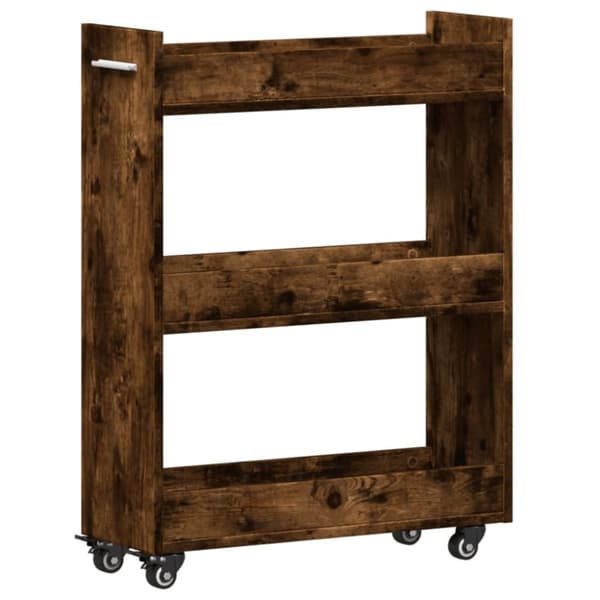 Kaappi pyörillä savutammi 60x22x79 cm tekninen puu