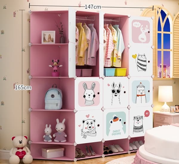 Børnegarderobe Rhino lyserød ABS