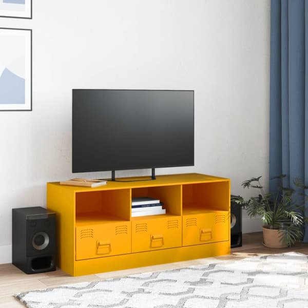 TV-skåp senapsgul 99x39x44 cm stål