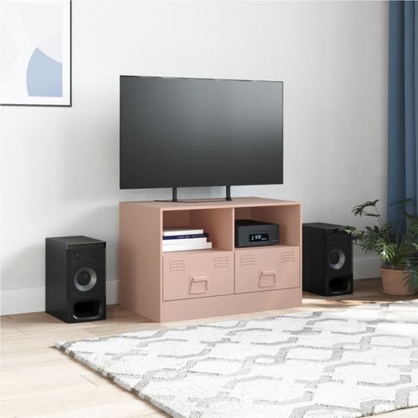tv-bord 67x39x44 cm stål lyserød