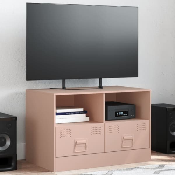 tv-bord 67x39x44 cm stål lyserød