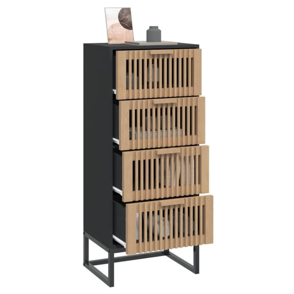 kommode 40x30x95 cm konstrueret træ sort