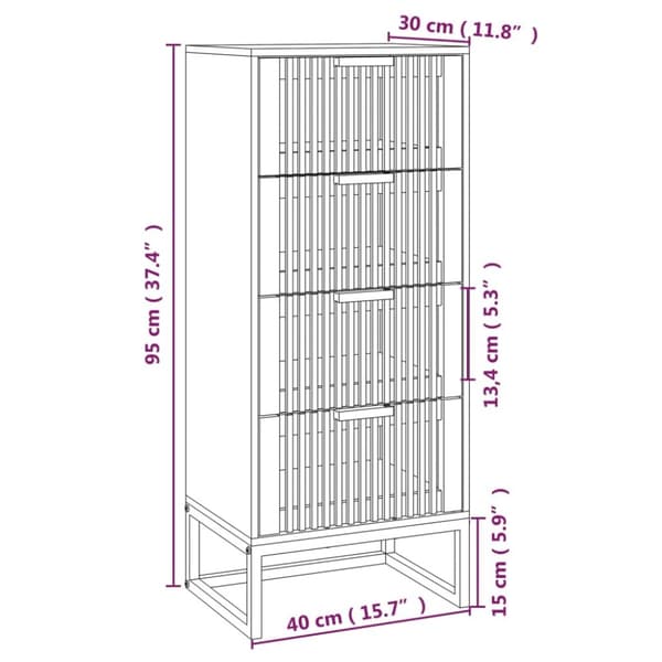 kommode 40x30x95 cm konstrueret træ sort