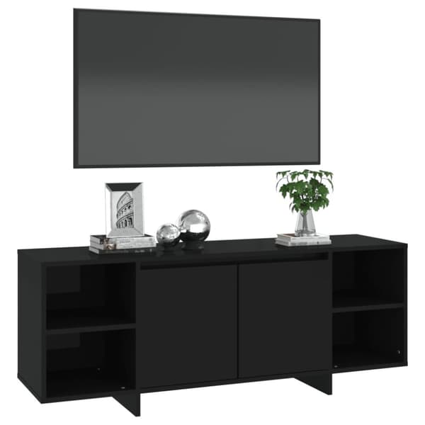 Tv-bänk svart 130x35x50 cm konstruerat trä