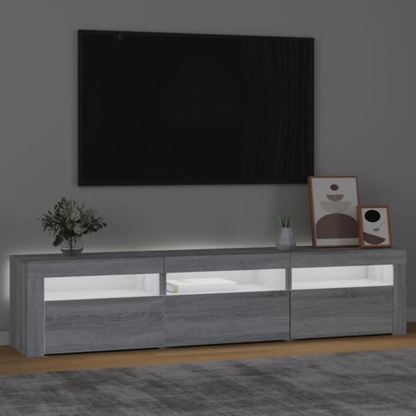 Tv-bänk med LED-belysning grå sonoma 180x35x40 cm