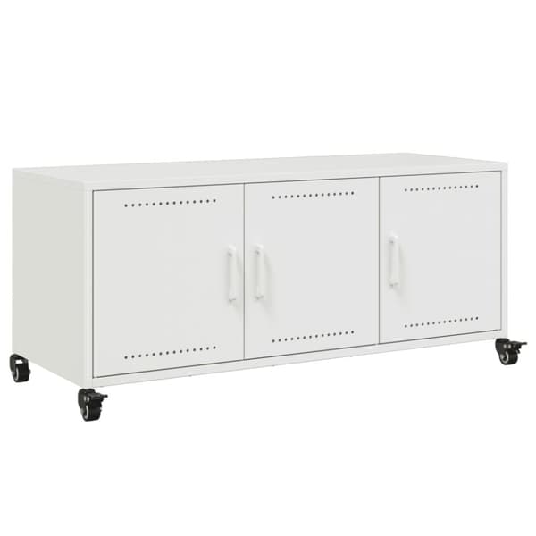 Tv-bänk vit 100,5x39x43,5 cm kallvalsat stål