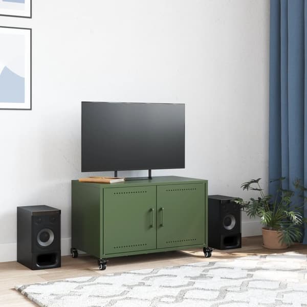 Tv-bänk olivgrön 68x39x43,5 cm kallvalsat stål