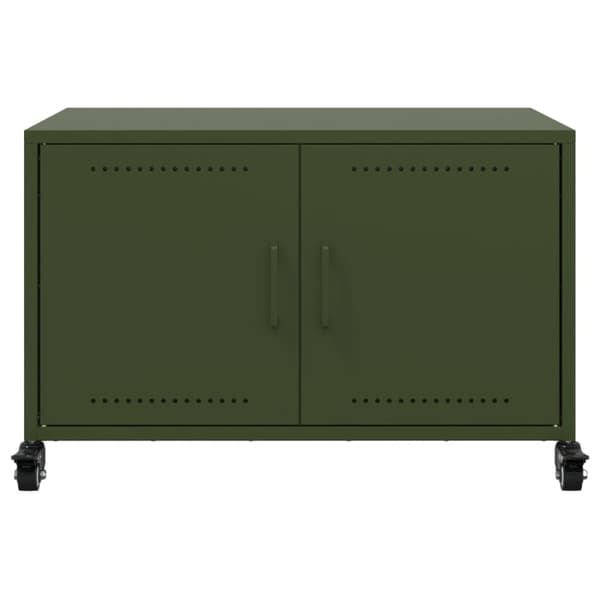 Tv-bänk olivgrön 68x39x43,5 cm kallvalsat stål