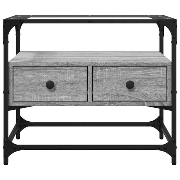 tv-bord med glastop 60x35x51 cm konstrueret træ grå sonoma-eg