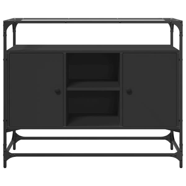 TV-taso lasinen pöytälevy musta 98x35x81 cm tekninen puu