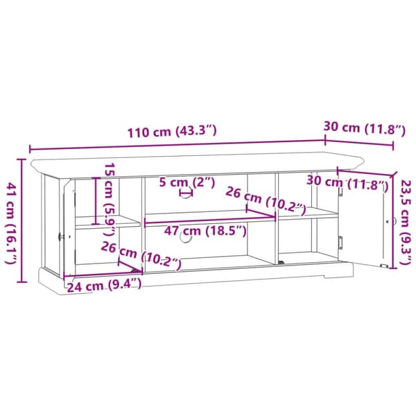 tv-bord 110x30x41 cm konstrueret træ hvid
