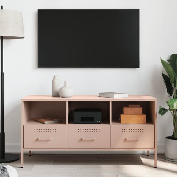 Tv-bänk rosa 100,5x39x50,5 cm kallvalsat stål