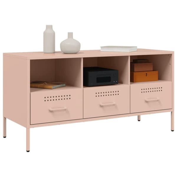 Tv-bänk rosa 100,5x39x50,5 cm kallvalsat stål