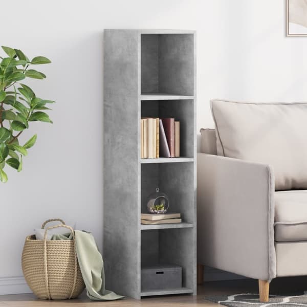 reol 30x41x124 cm konstrueret træ betongrå