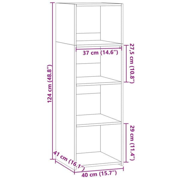 reol 40x41x124 cm konstrueret træ sonoma-eg