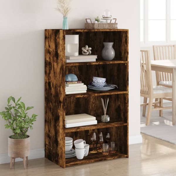 reol 70x41x124 cm konstrueret træ røget egetræsfarve