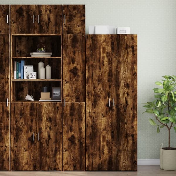 skab 30x42,5x225 cm smalt konstrueret træ røget egetræsfarve