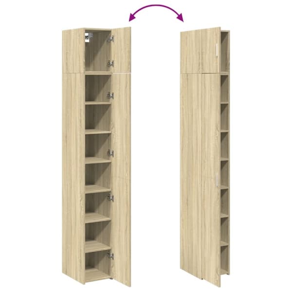 skab 30x42,5x225 cm smalt konstrueret træ sonoma-eg