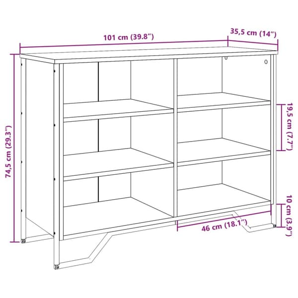skænk 101x35,5x74,5 cm konstrueret træ sonoma-eg
