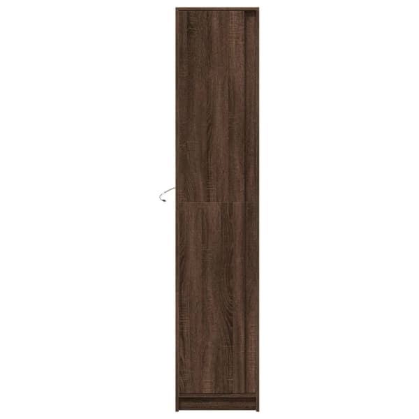 skab med LED-lys 41,5x32,5x200 cm konstrueret træ brunt eg