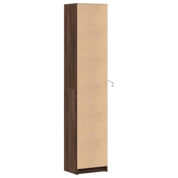 skab med LED-lys 41,5x32,5x200 cm konstrueret træ brunt eg